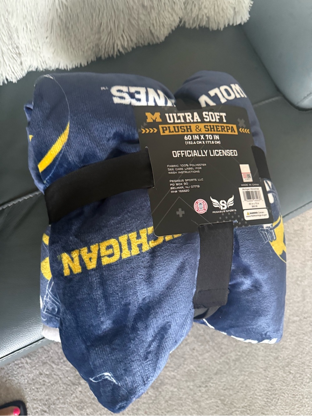 Plush Sherpa Throw Blanket - Navy/Yellow